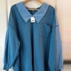 Free People Striped Collar Shirt